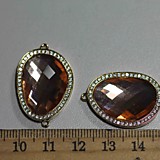 А226 коннектор-кристалл персик.в зол. оправе с фиан (Скидка 20-50%)